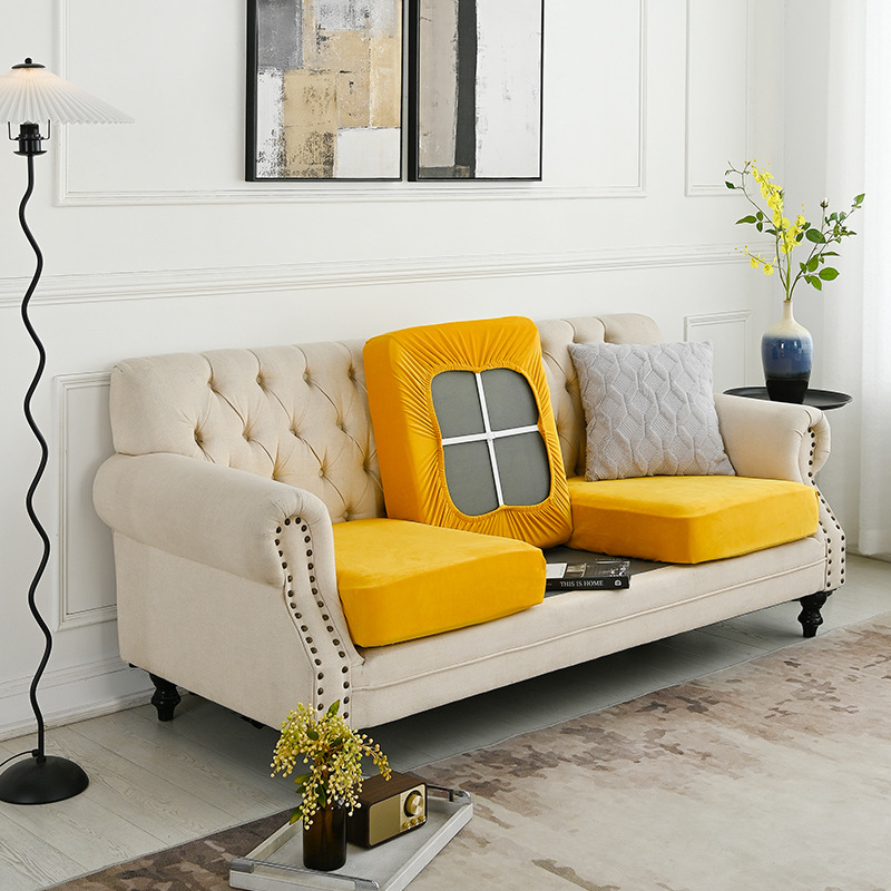 V888-ELOSUNG23066-202503211531-00 2 Pcs Yellow Elegant Polyester Sofa Cover - Full Protection Against Cat Scratches & Wear - Image 1