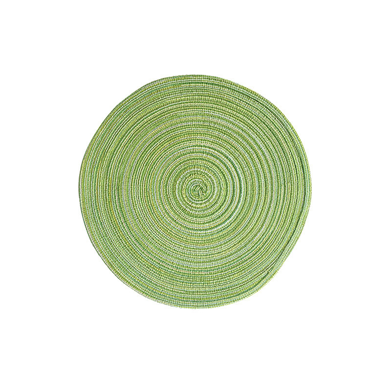 V888-ELOSUNG23190-202503261158-00 8 Pcs Green Woven Round Placemat - Non-Slip, Heat-Resistant Dining Table Mat, 30cm - Image 1