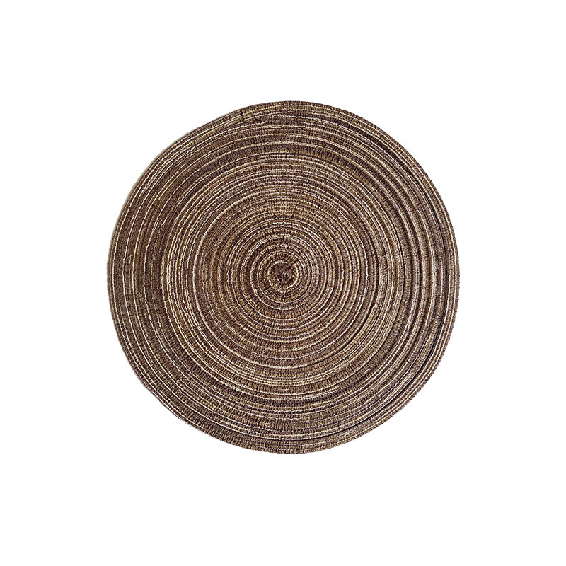 V888-ELOSUNG23195-202503251732-00 8 Pcs Coffee Woven Round Placemat - Non-Slip, Heat-Resistant Dining Table Mat, 36cm - Image 1
