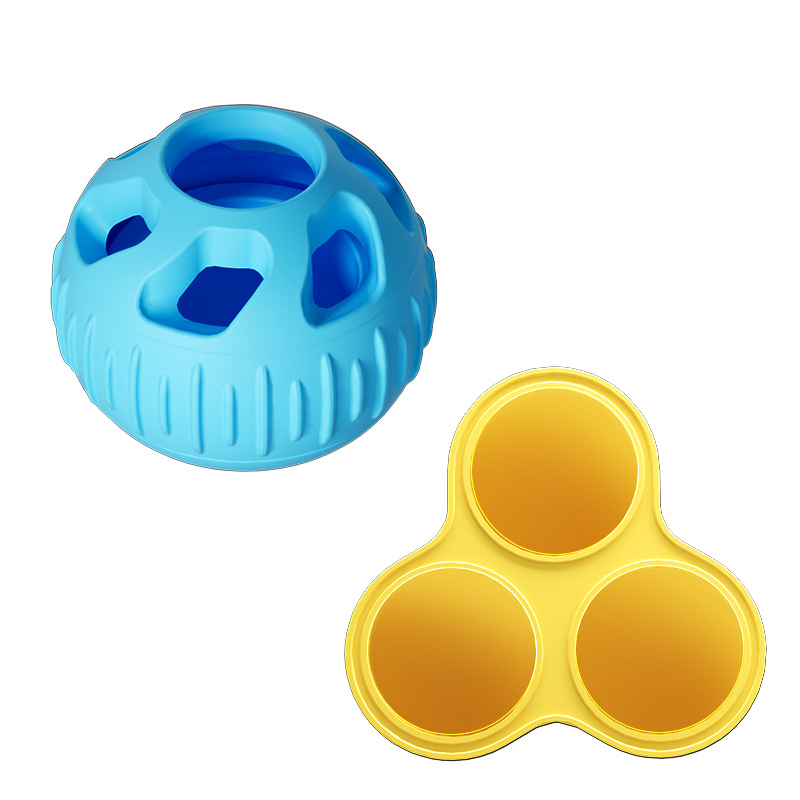V888-ELOSUNG23551-202504031712-00 Blue Ball and Yellow Mold Pet Treat Dispensing Ball and Molding Set - Silicone Dog Chew Toy for Teeth Cleaning and Boredom Relief - Image 1