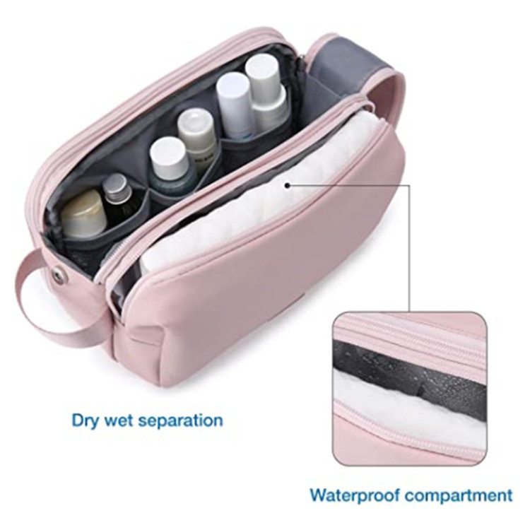 V888-ELOSUNG23623-202504141630-00 Pink Stylish Waterproof Travel Toiletry Bag Organizer - Large Capacity Shaving Kit & Makeup Case(Makeup is a prop for shooting and is not included) - Image 1