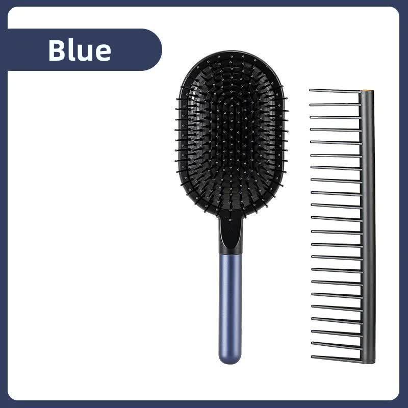 V888-ELOSUNG23841-202504141811-00 Blue Air Cushion Massage Paddle Brush & Wide Tooth Comb Set - Gentle Detangling for All Hair Types - Image 1