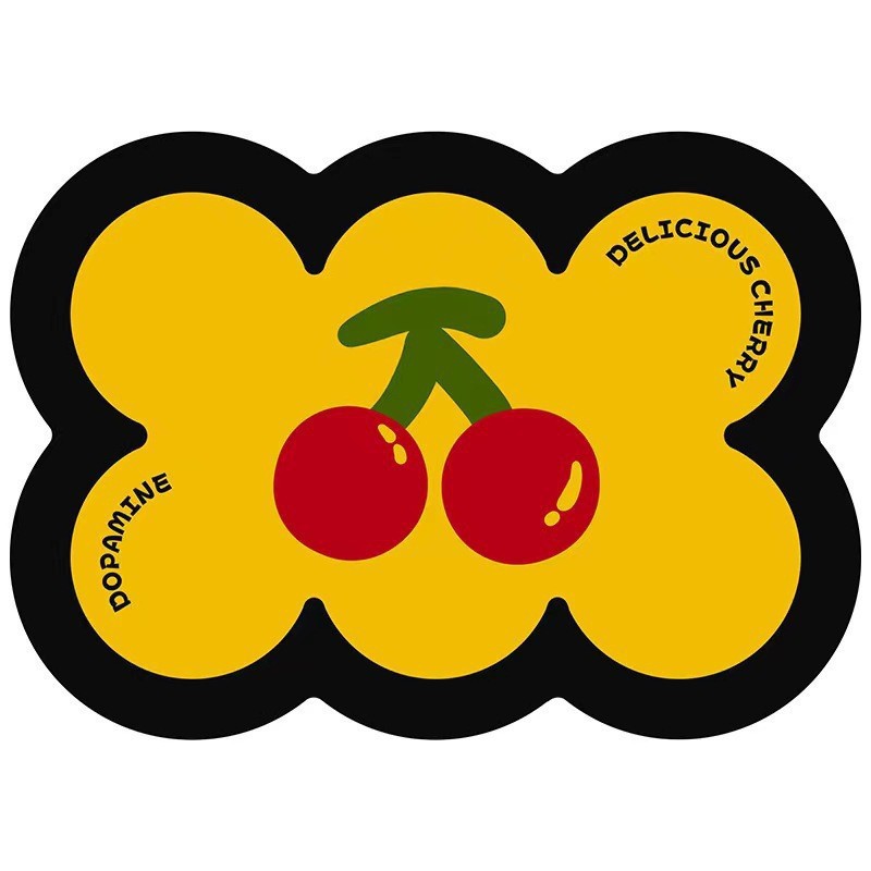 V888-ELOSUNG23858-202504141330-00 Style 10 Yellow,Black And Red Cherry Pattern Absorbent Diatomaceous Earth Pet Feeding Mat - Non-Slip & Quick Dry Placemat (50x80cm) - Image 1