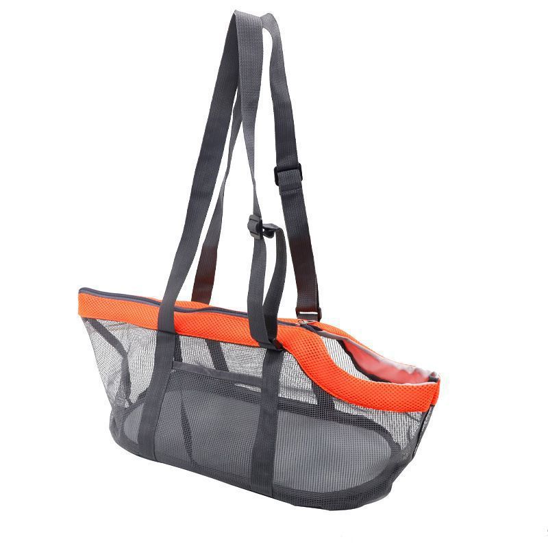 V888-ELOSUNG23877-202504141616-00 Orange And Grey Lightweight Breathable Mesh Pet Carrier Handbag - Portable Travel Tote for Small Dogs & Cats up to 8kg - Image 1