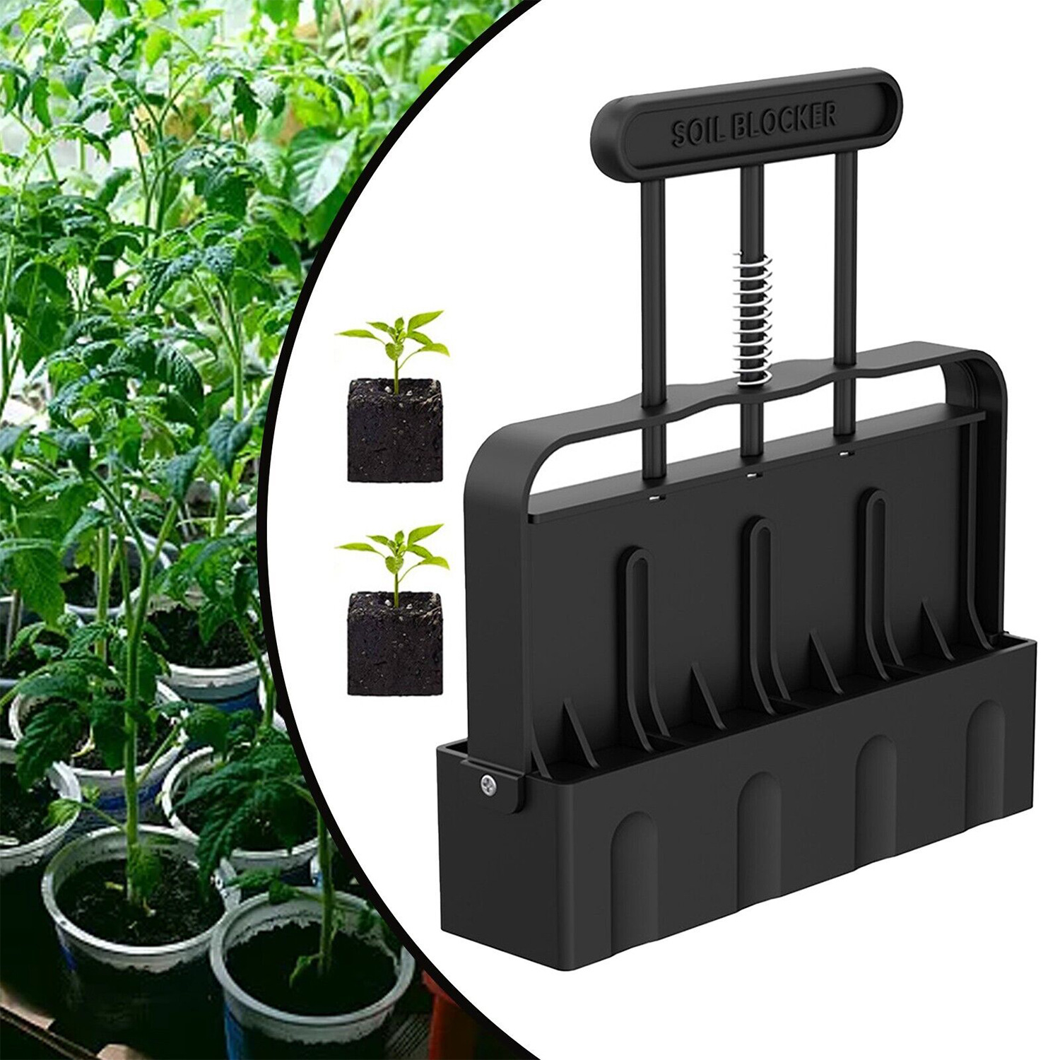 V888-ELOSUNG23940-202504171747-00 Black Manual Soil Blocker Tool - 5 x 5cm Block Maker for Seed Starting - Image 1