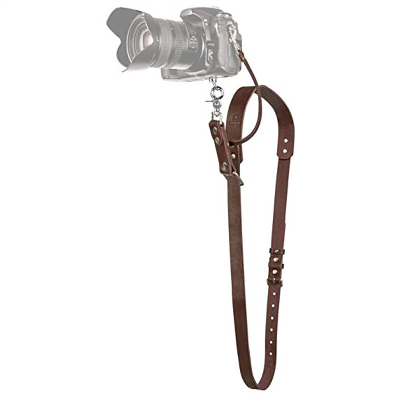 V888-ELOSUNG23944-202504171730-00 Coffee Adjustable Genuine Leather Camera Strap - Crossbody Shoulder Sling for DSLR/SLR(The camera is a prop and is not included) - Image 1