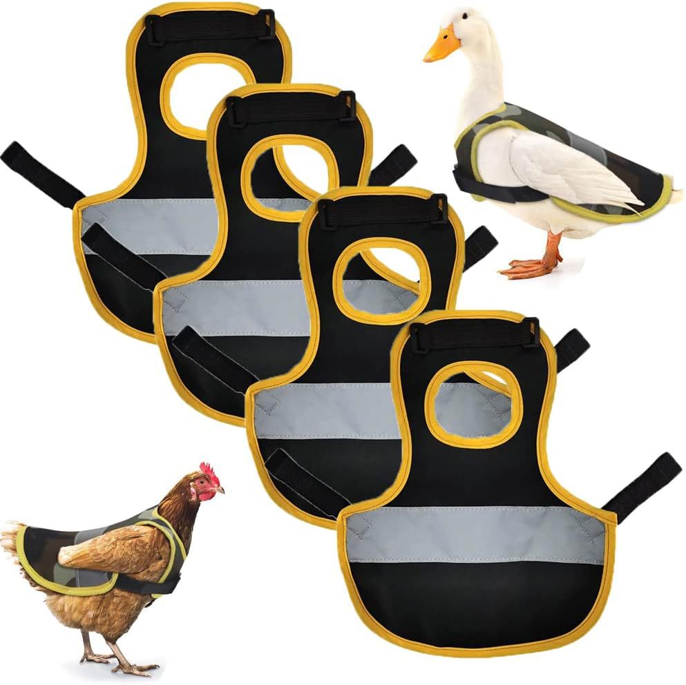 V888-ELOSUNG23952-202504171732-00 4 Pcs Black High Visibility Chicken & Duck Safety Vest - Reflective Poultry Jacket - Image 1