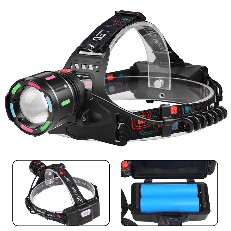 V888-ELOSUNG24123-202503251725-00 Fourth Gear With 2*18650 Batteries Rechargeable White Laser Headlamp - Long-Range Zoomable Headlight for Night Fishing and Hiking - Image 1