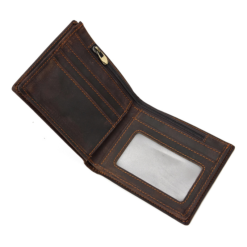 V888-ELOSUNG24157-202503251937-00 Dark Brown Men's Vintage Wallet Multi-Card Slots Large Capacity Coin Purse Casual Clutch Bag for Everyday Use - Image 1