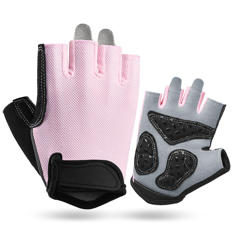 V888-ELOSUNG24262-202503282110-00 L Pink Women's Summer Cycling Gloves - Breathable Half-Finger Non-Slip Fitness Training Gloves for Weightlifting - Image 1
