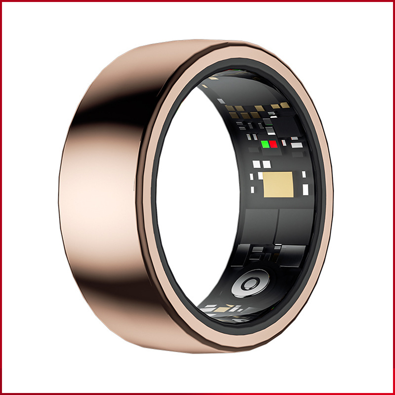 V888-ELOSUNG24322-202503282130-00 Rose Gold Round 0.81inch Smart Ring with Heart Rate and Sleep Tracking - IP68 Waterproof Fitness Tracker with Step Counter - Image 1