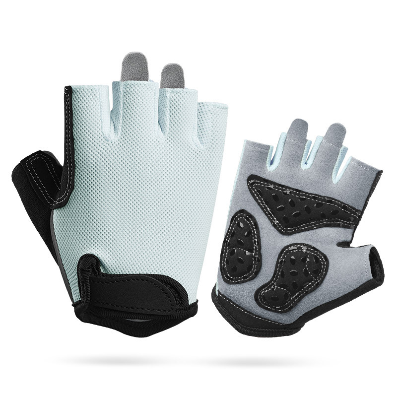 V888-ELOSUNG24327-202503282131-00 L Grey Children's Summer Cycling Gloves - Breathable Half-Finger Non-Slip Fitness Training Gloves for Weightlifting - Image 1