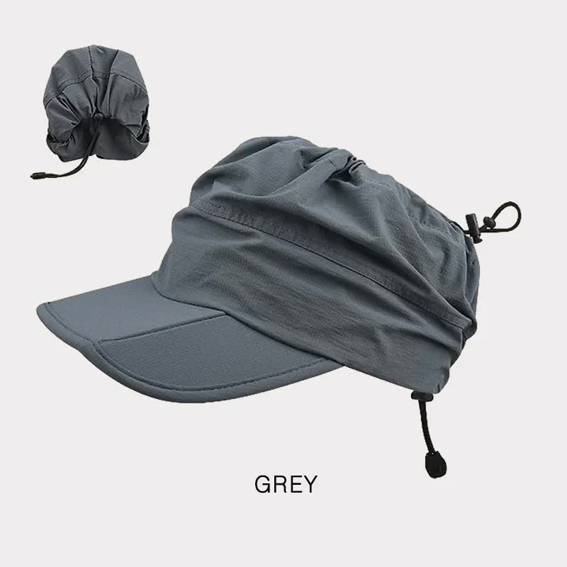 V888-ELOSUNG24337-202504011305-00 Grey Summer Outdoor Quick Dry Sun Hat - Foldable Visor Cap - UV Protection - 55-58cm - Image 1