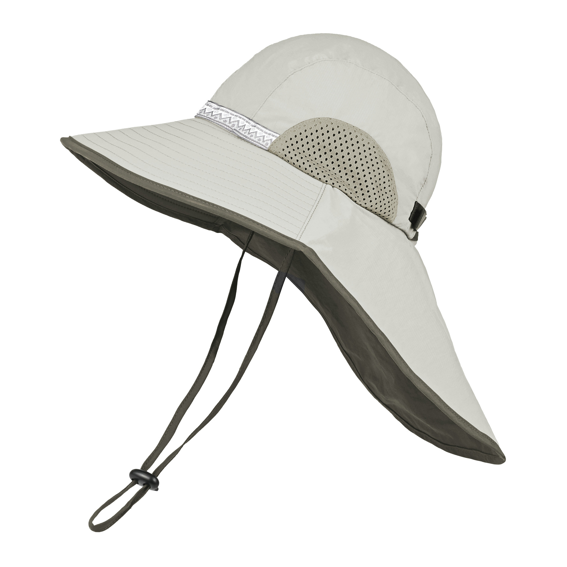 V888-ELOSUNG24373-202504011316-00 Beige (Beige webbing) Wide Brim Sun Hat with Cape - Foldable UV Protection - 10cm Brim - Image 1