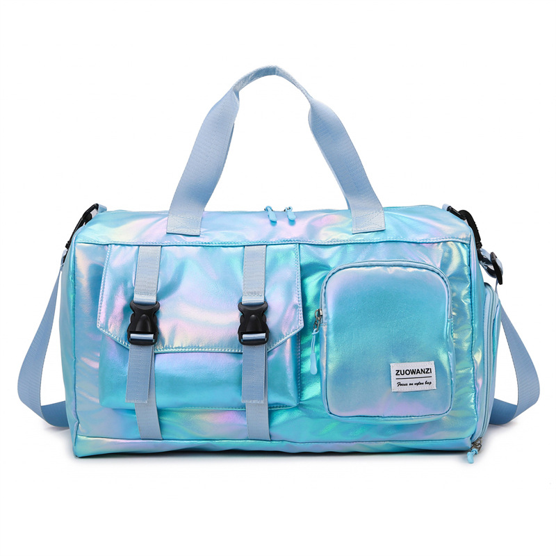 V888-ELOSUNG24397-202504011148-00 Blue Iridescent Gym Bag with Wet-Dry Separation - Large Capacity Travel and Fitness Duffel - Image 1