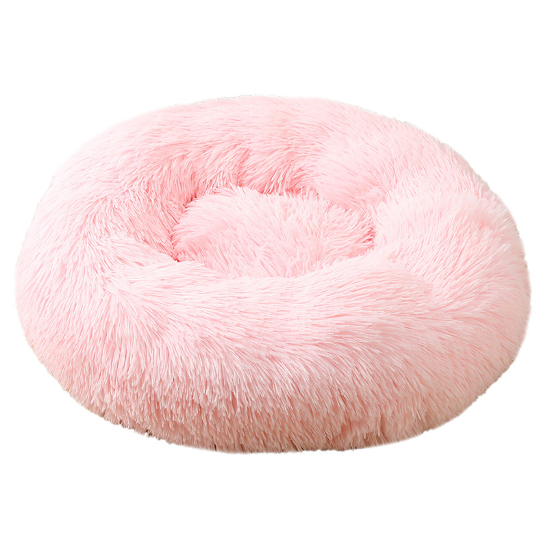V888-ELOSUNG24441-202504031735-00 Pink 50cm Cozy Round Pet Bed - Plush Cat & Dog Bed with Non-Slip Base, Machine Washable - Image 1