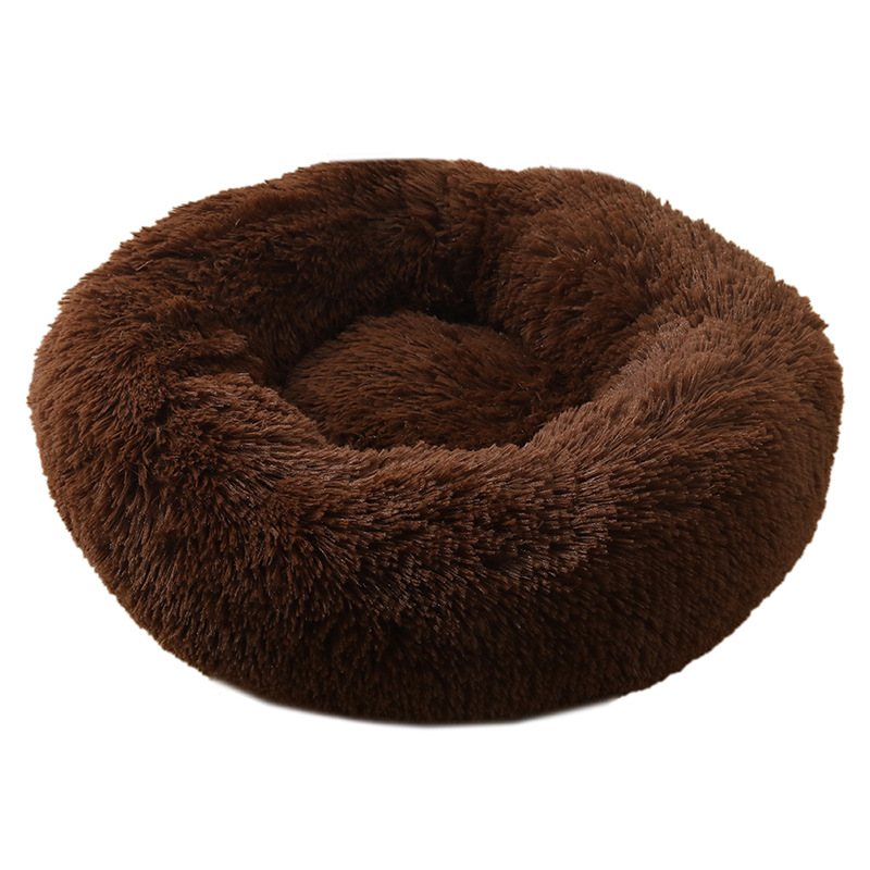 V888-ELOSUNG24445-202504031710-00 Dark Coffee 50cm Cozy Round Pet Bed - Plush Cat & Dog Bed with Non-Slip Base, Machine Washable - Image 1