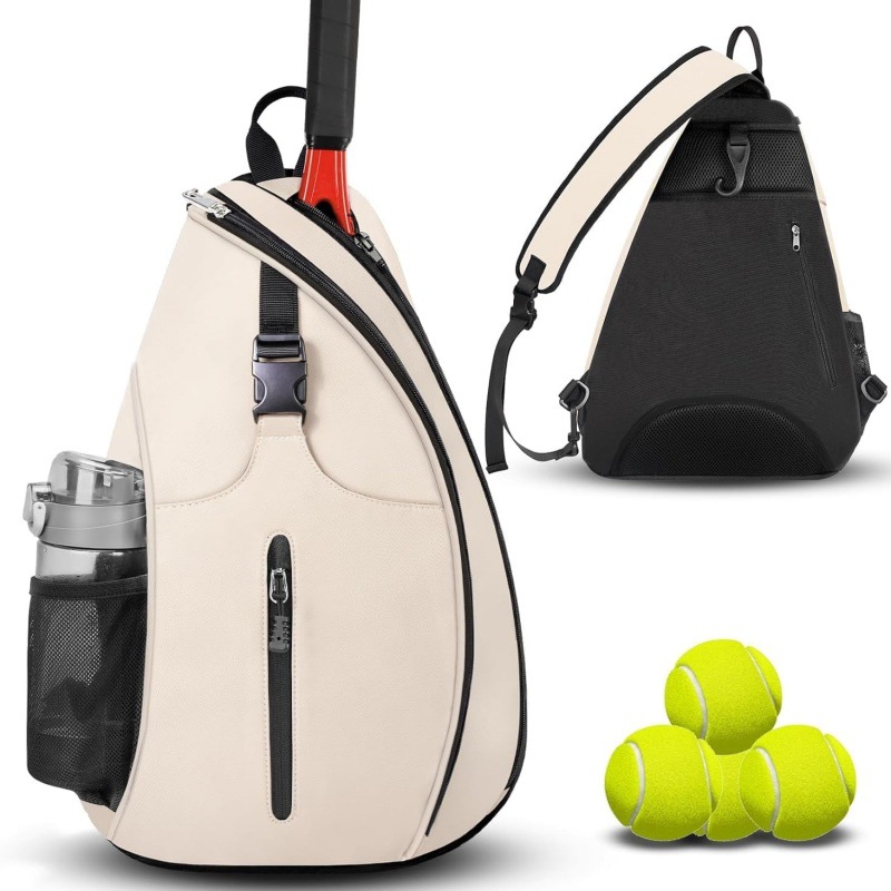 V888-ELOSUNG24502-202504141626-00 Beige Badminton Tennis Backpack - Multi-Racket Sports Bag with Shoulder Strap (Fits 2 Midsize Rackets) - Image 1