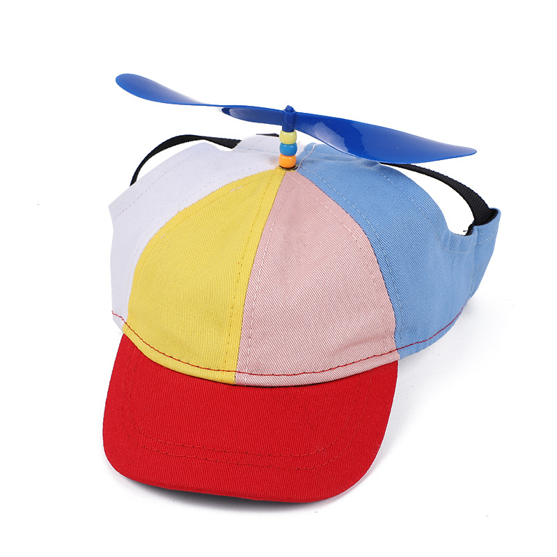V888-ELOSUNG24617-202504141753-00 S Red Pet Baseball Cap with Spinning Propeller - Colorful Fun Design - See Details for Sizing - Image 1