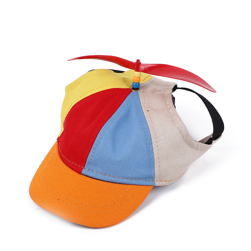 V888-ELOSUNG24620-202504141805-00 S Orange Pet Baseball Cap with Spinning Propeller - Colorful Fun Design - See Details for Sizing - Image 1