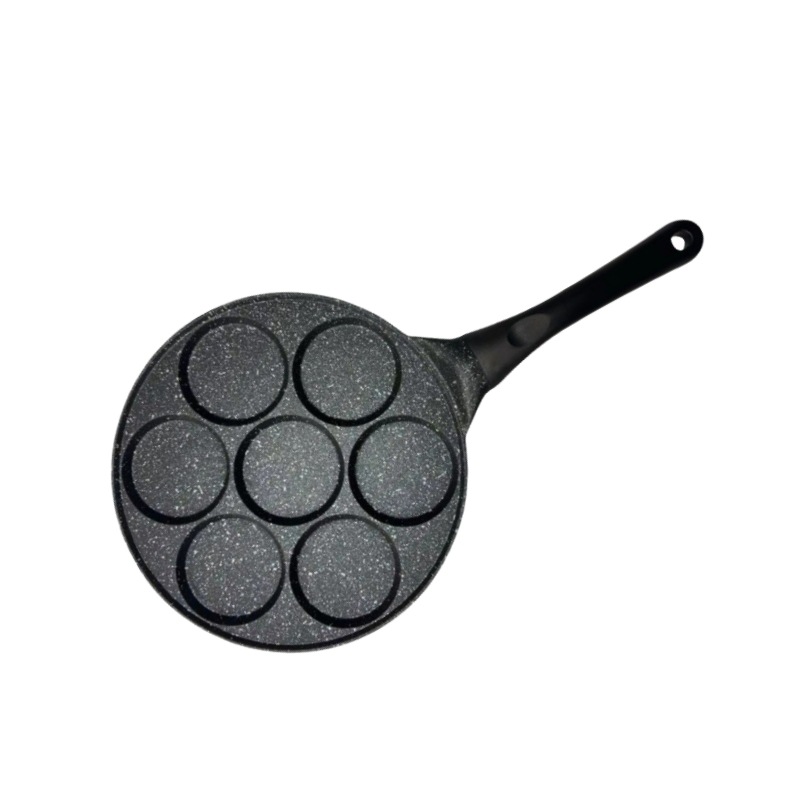 V888-ELOSUNG24754-202504171625-00 Black Flat 7-hole + Black Handle (Gas Model) Non-Stick Pancake Pan - 7-Hole Fun Shapes Breakfast Griddle (27cm) - Image 1