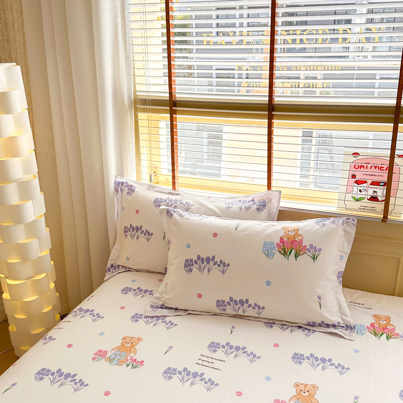 V888-ELOSUNG24851-202504211210-00 Coco Bear 100% Cotton Pillowcase Set (Pack of 2) - Breathable Standard Size 48x74cm Pure Cotton Pillow Covers - Image 1