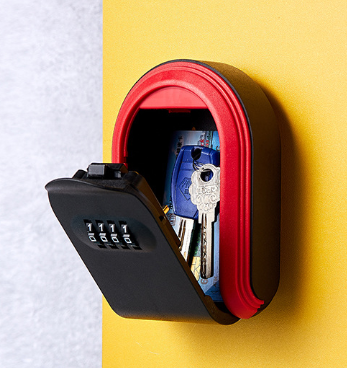 V888-ELOSUNG24877-202504211222-00 Red 3PCS Wall Mount Plastic Combination Key Lock Box - Secure Key Safe Storage Box - Image 1