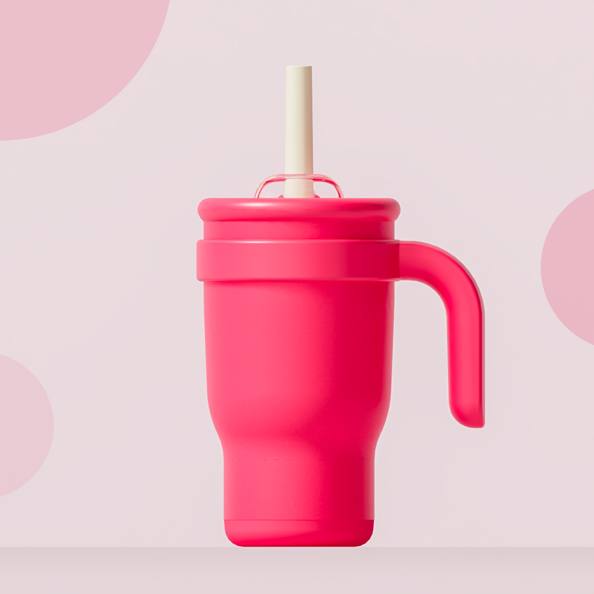 V888-ELOSUNG24887-202504211227-00 Rose Red 14oz Insulated Tumbler with Handle & Straw - 304 Stainless Steel Car Cup (Contrast Color) - Image 1