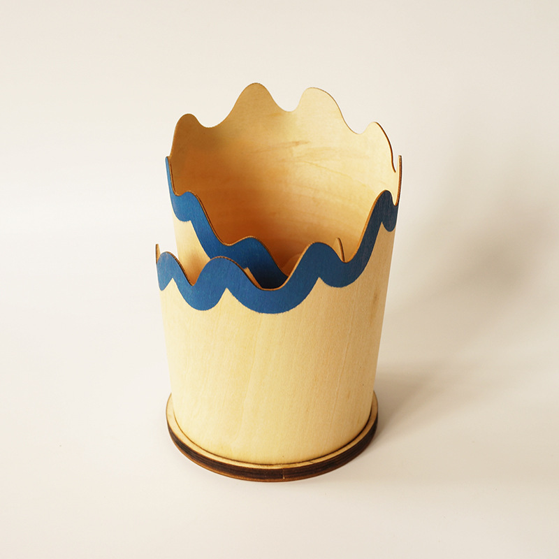 V888-ELOSUNG24932-202504211325-00 2PCS Blue Creative Wooden Pencil Shaving Pen Holder - Novelty Desk Organizer & Stationery Storage - Image 1