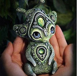 V888-ELOSUNG24943-202504211335-00 3PCS Four Eyes Fantasy Three-Eyed Alien Figurine Set - 3 Piece Resin Sculptures for Home & Garden Decor - Image 1