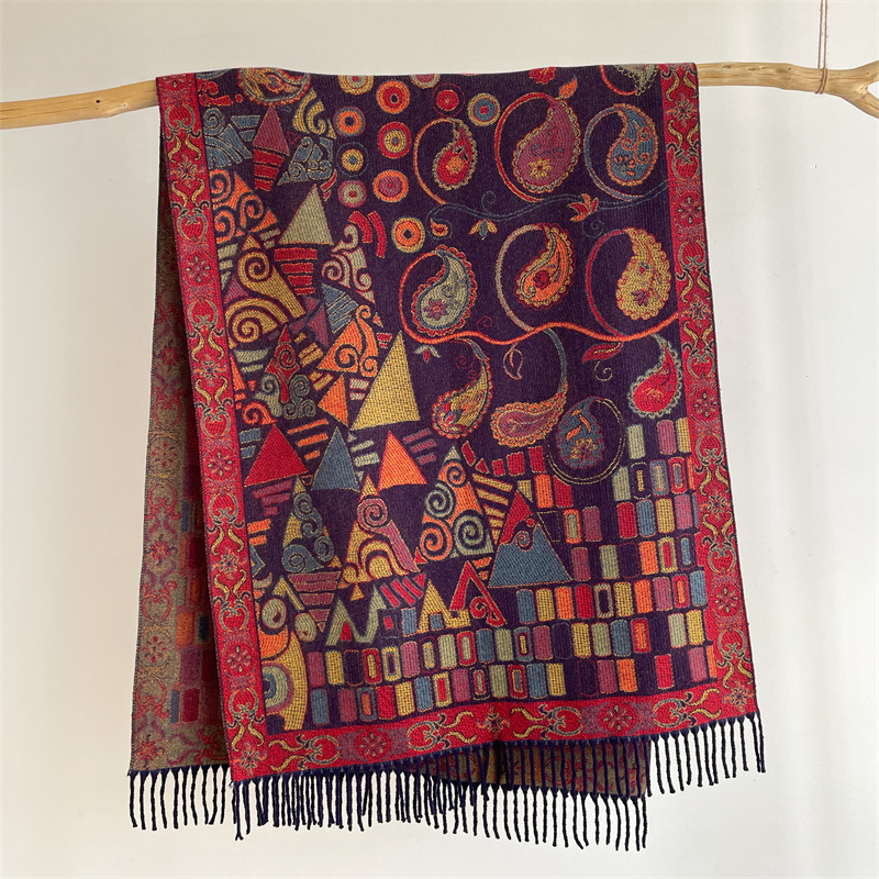 V888-ELOSUNG24996-202504221153-00 Blue Bohemian Paisley Print Scarf - Large Lightweight Shawl Wrap - 200cm x 65cm - Image 1