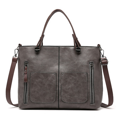 Versatile Gery Tote with Detachable Strap - Ideal for Travel