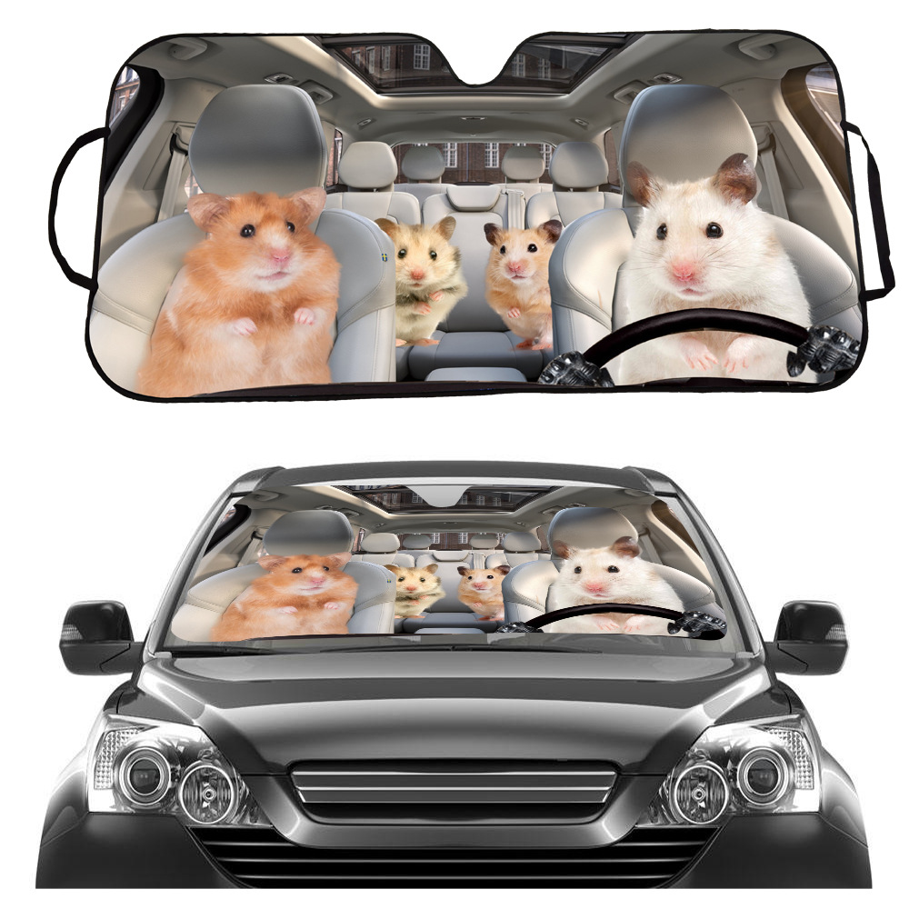 V888-ELOSUNG25031-202504141442-00 Hamster Driving Car Sunshade for Windshield - UV Protection - Image 1