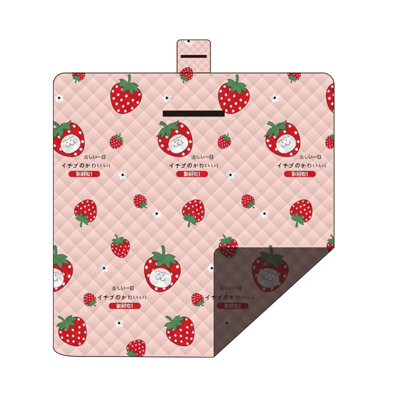 V888-ELOSUNG25122-202504171730-00 Waterproof Foldable Picnic Blanket with strawberry Print - 200x200cm - Image 1