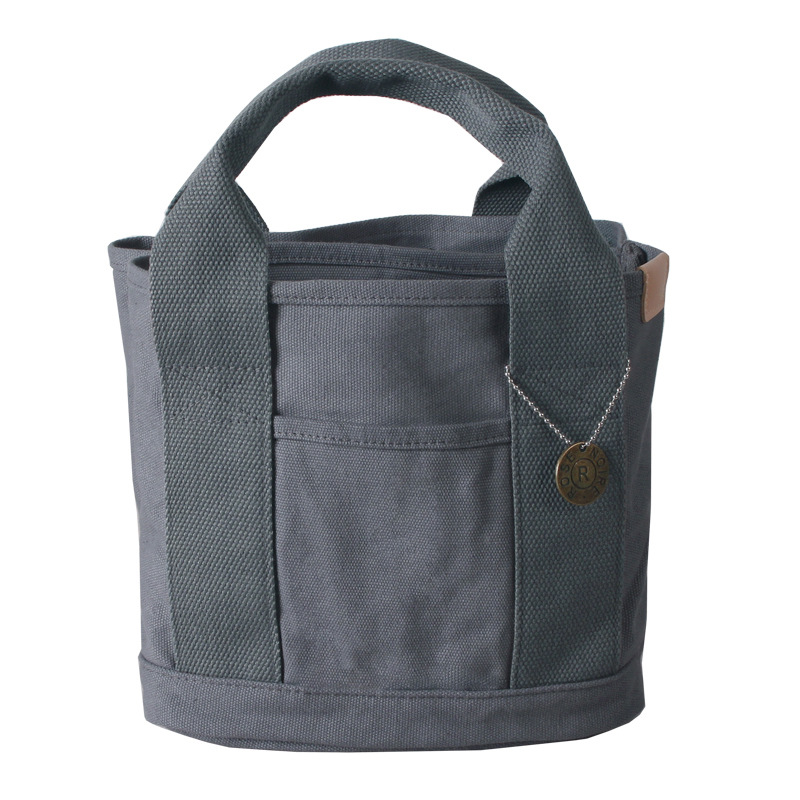 V888-ELOSUNG25318-202504221140-00 Dark gray Canvas Lunch Tote Bag - Stylish Handbag with Multiple Compartments for Women - Image 1