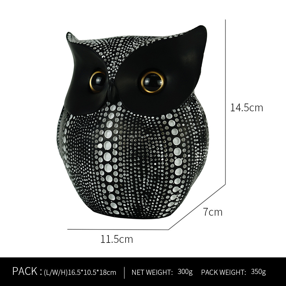 V888-ELOSUNG25329-202504221131-00 Black resin owl statue - modern perforated design for living room TV cabinet and entryway decoration - Image 1