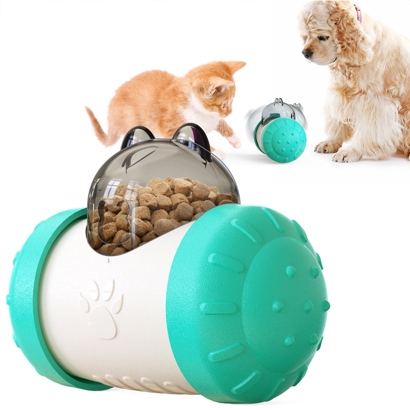 V888-ELOSUNG25370-202504281222-00 Pet Tumbler Treat Dispenser Ball,Interactive Feeding Toy for Dogs and Cats(Blue and White) - Image 1