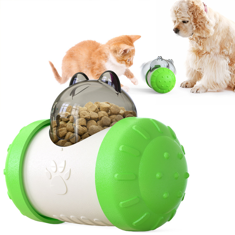 V888-ELOSUNG25371-202504281427-00 Pet Tumbler Treat Dispenser Ball,Interactive Feeding Toy for Dogs and Cats(Green and white) - Image 1