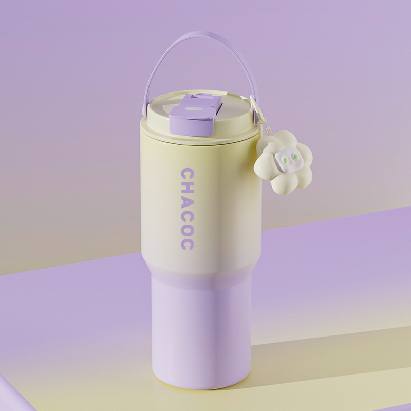 V888-ELOSUNG25396-202504281205-00 304 Stainless Steel Insulated Tumbler,Large Capacity with Handle and Cute Cloud Accessory(Purple) - Image 1