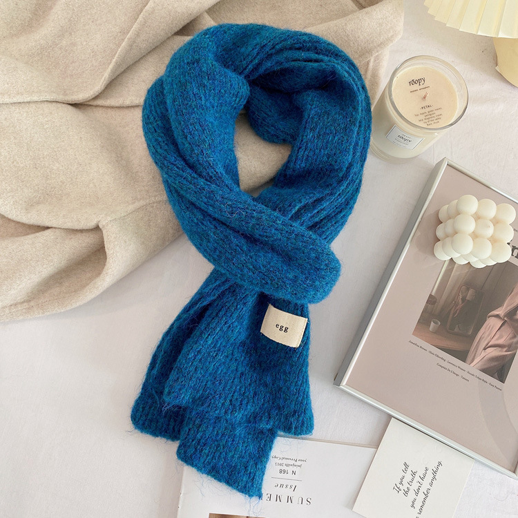 V888-ELOSUNG25468-202504281446-00 Blue Cozy Knit Scarf - Soft Wool-Blend Winter Neck Wrap, Warm and Stylish - Image 1