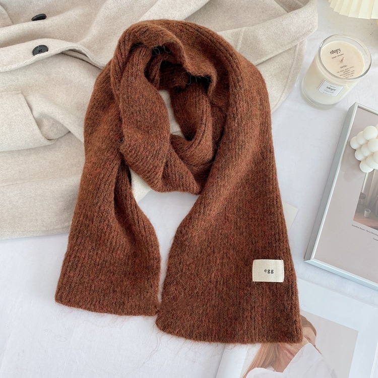 Brown Cozy Knit Scarf - Soft Wool-Blend Winter Neck Wrap, Warm and Stylish
