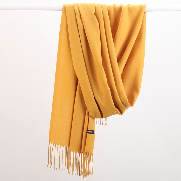 V888-ELOSUNG25498-202504281546-00 2pc Luxe Soft Imitation Cashmere Scarf - Warm Solid Tone Shawl with Elegant Fringe(Turmeric) - Image 1