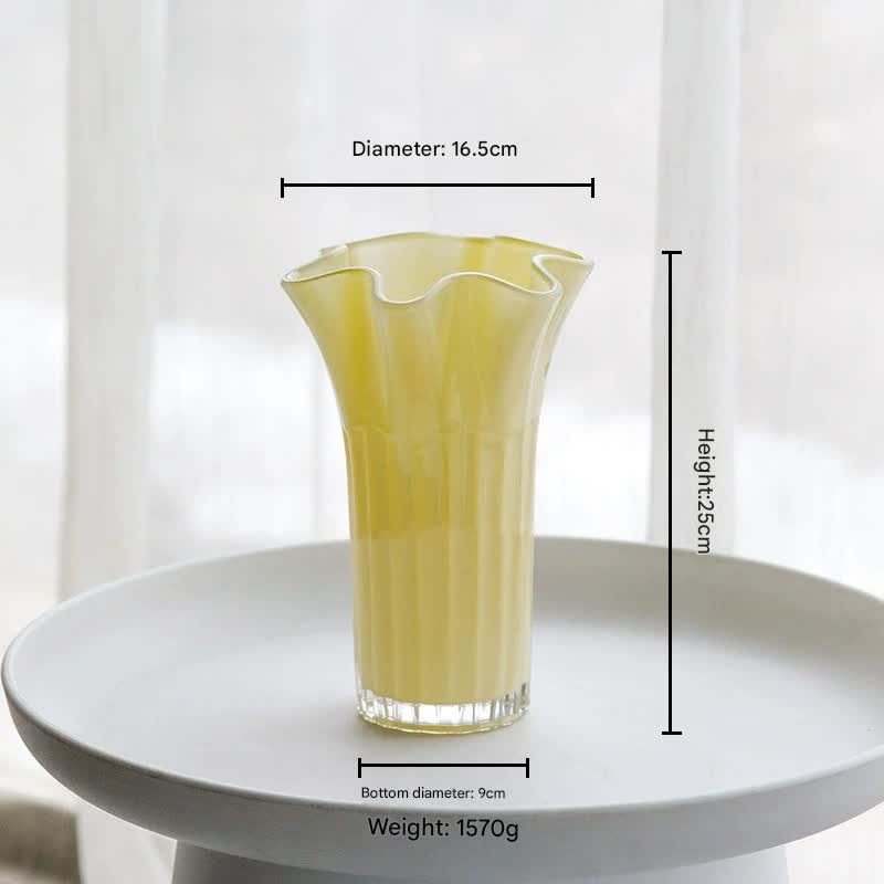 V888-ELOSUNG25575-202504281232-00 Nordic-Style Glass Vase - Elegant Fluted Flower Vase for Home Decor(Yellow) - Image 1