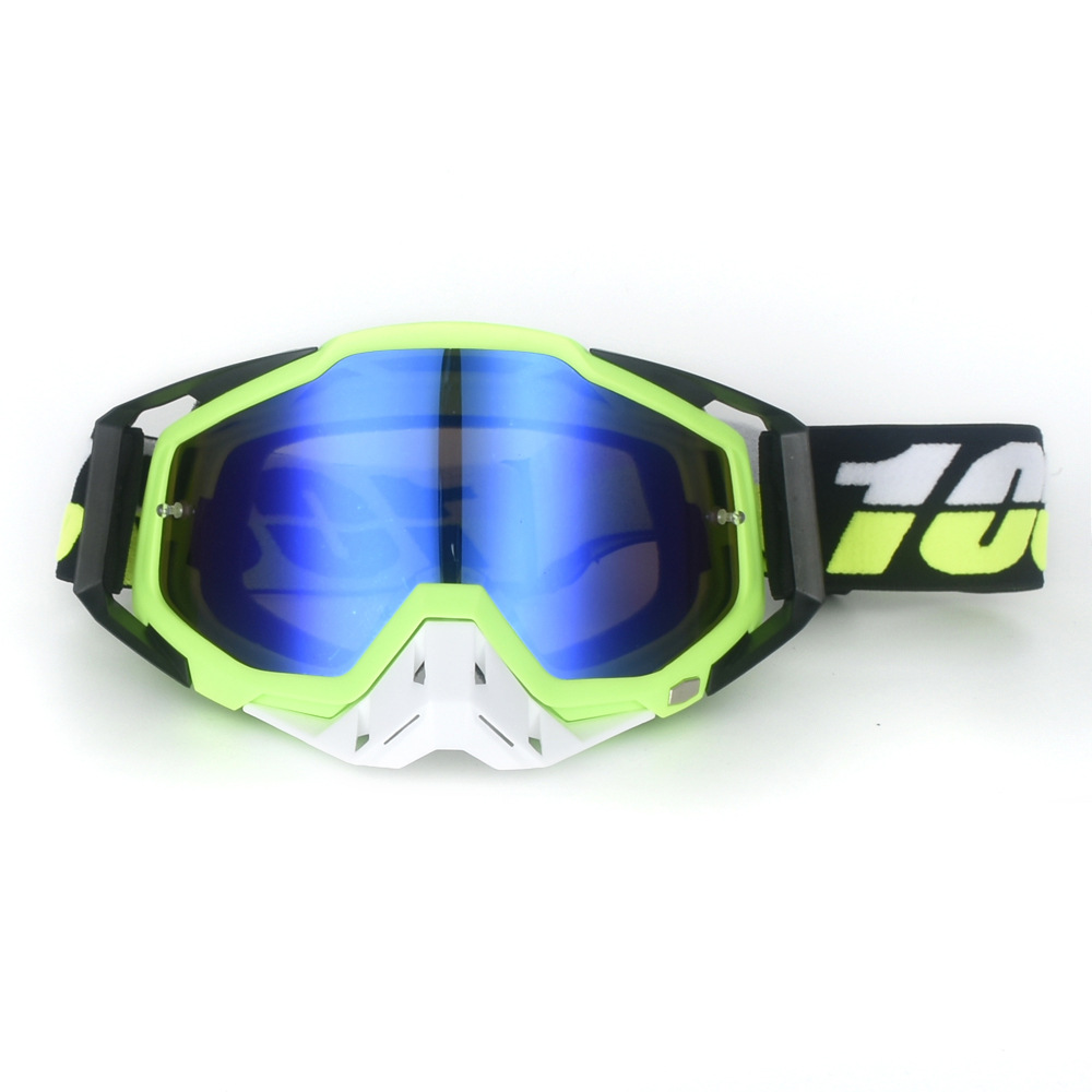 V888-ELOSUNG25581-202504281621-00 Green and white Motorcycle Goggles - UV-Protective Anti-Dust Riding Glasses for Outdoor Sports(Blue lenses) - Image 1