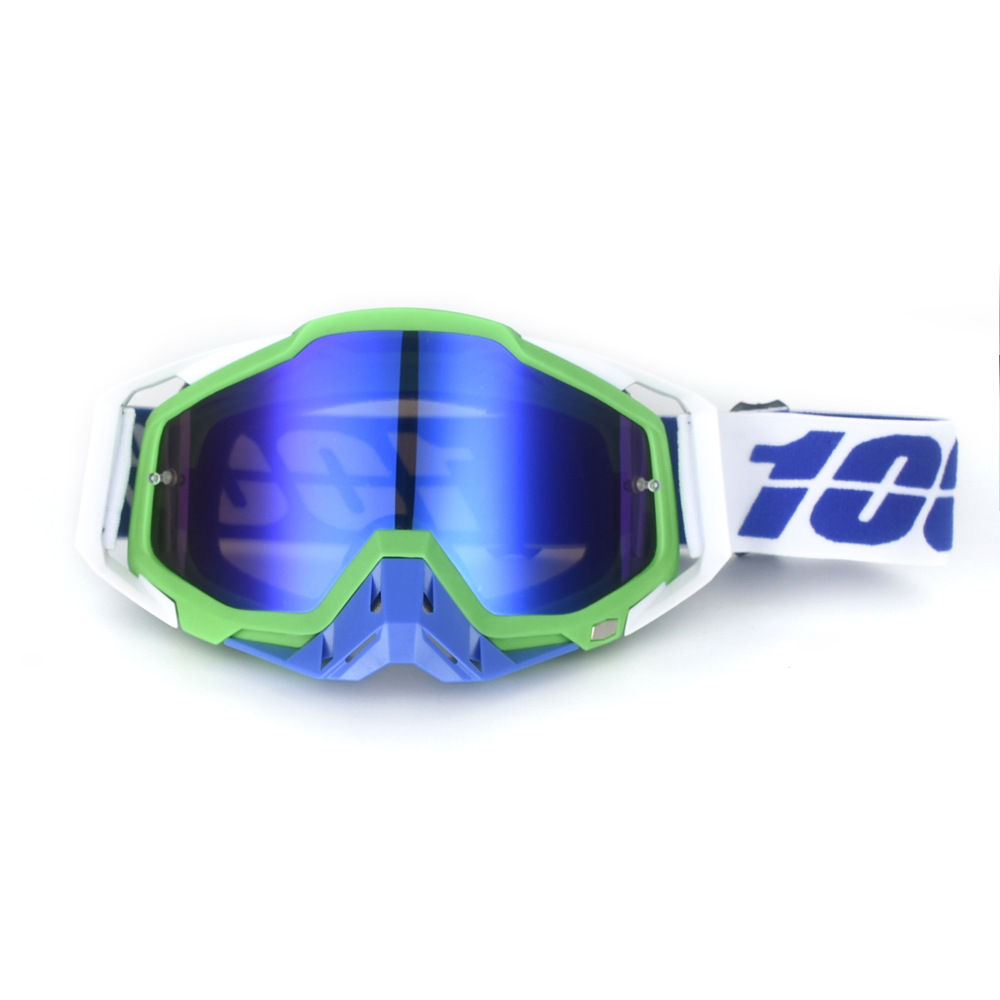 V888-ELOSUNG25582-202504281621-00 Green and blue Motorcycle Goggles - UV-Protective Anti-Dust Riding Glasses for Outdoor Sports(blue lenses) - Image 1