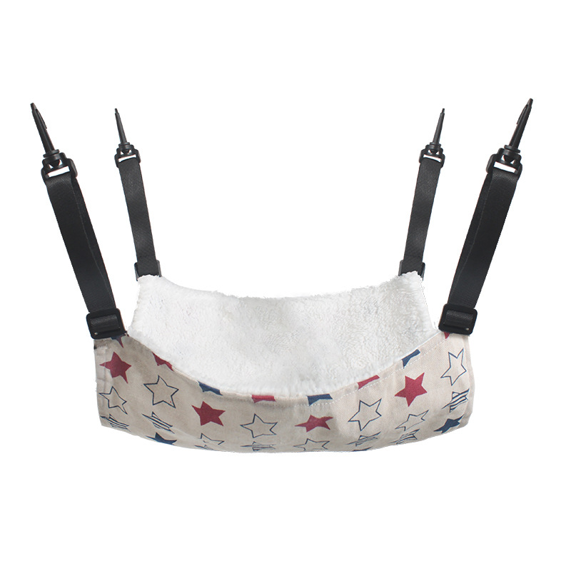 V888-ELOSUNG25586-202504291526-00 Cat Cage Hammock - Adjustable Double-Sided Pet Swing Bed with Hooks(Red Star) - Image 1