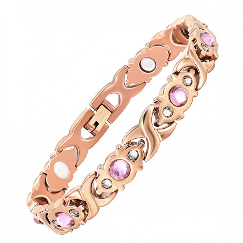 V888-ELOSUNG25622-202505061352-00 Magnetic Therapy Bracelet - Anti-Allergy Jewelry with Gemstone Design and Health Benefits(Rose Gold) - Image 1