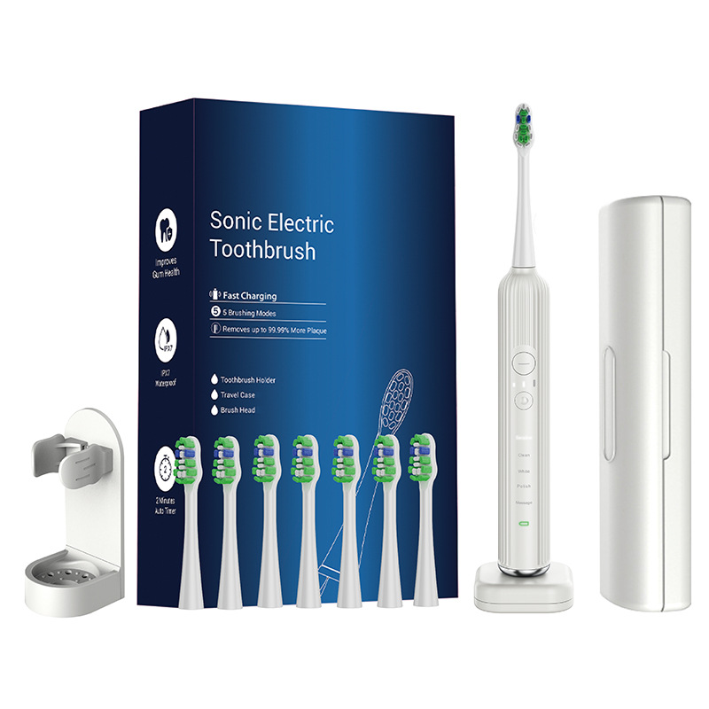 V888-ELOSUNG25644-202505081708-00 Advanced Electric Toothbrush with 5 Modes and 8 Brush Heads(White) - Image 1