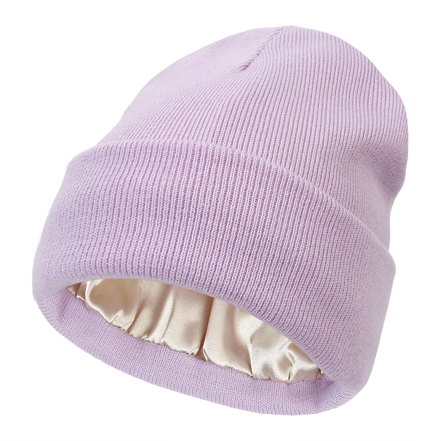 V888-ELOSUNG25651-202505081716-00 Premium Warm Beanie with Silk Satin Lining(Purple) - Image 1