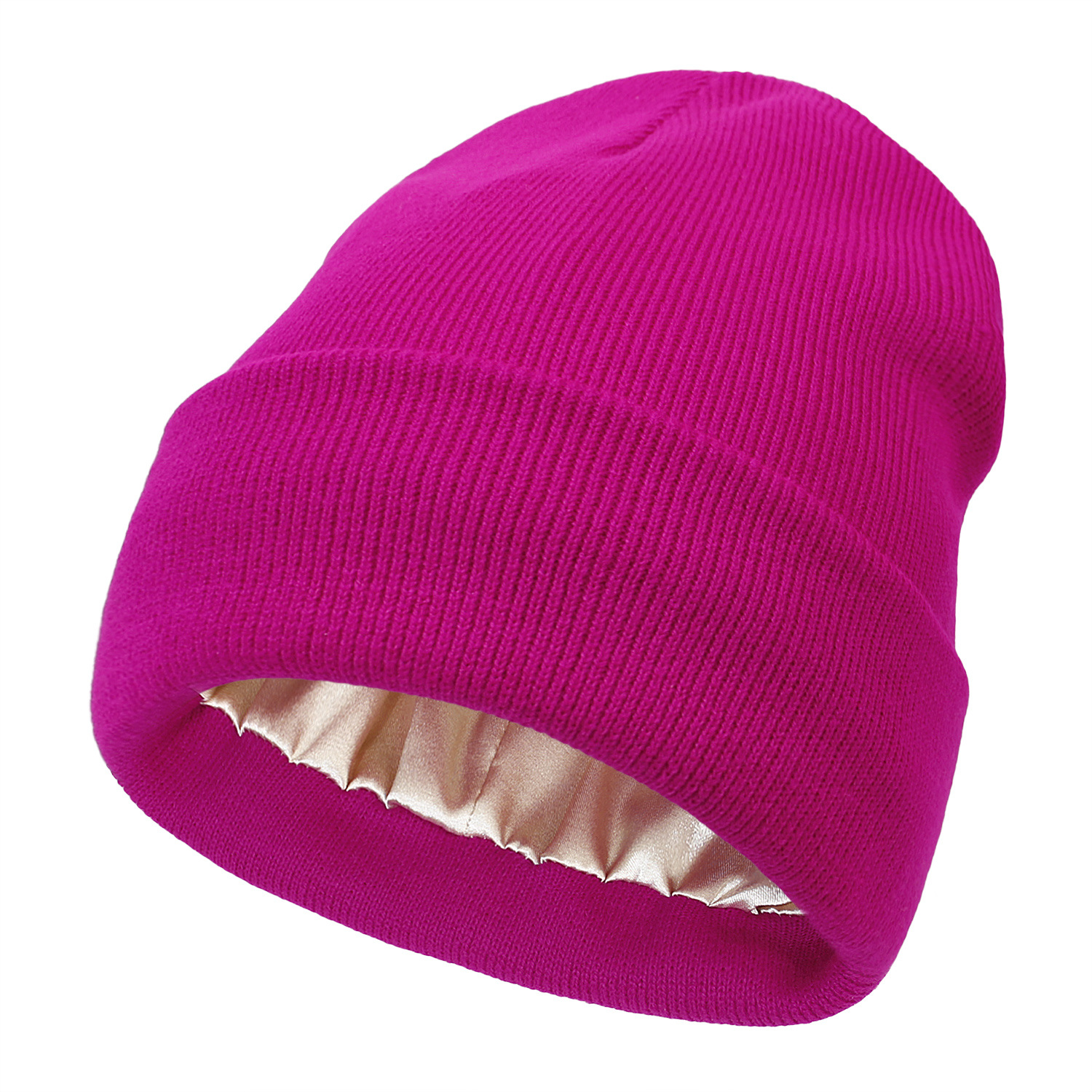 V888-ELOSUNG25652-202505081716-00 Premium Warm Beanie with Silk Satin Lining(Rose red) - Image 1